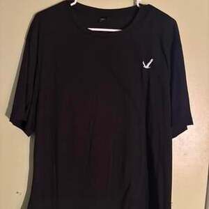 Casual Black Cotton Tee with White Bird Graphic Logo